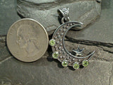Peridot, Sterling Silver Moon Pendant