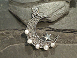 Pearl, Sterling Silver Moon Pendant