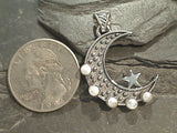 Pearl, Sterling Silver Moon Pendant