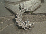 Black Onyx, Sterling Silver Moon Pendant