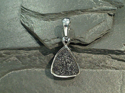 Druzy Quartz, Rhodium Plated Sterling Silver Pendant