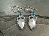 Blue Topaz, Mother Of Pearl, Sterling Silver Earrings