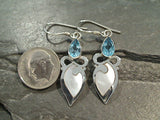 Blue Topaz, Mother Of Pearl, Sterling Silver Earrings