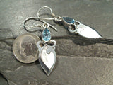 Blue Topaz, Mother Of Pearl, Sterling Silver Earrings