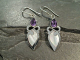 Amethyst, Mother Of Pearl, Sterling Silver Earrings