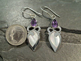 Amethyst, Mother Of Pearl, Sterling Silver Earrings