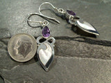 Amethyst, Mother Of Pearl, Sterling Silver Earrings