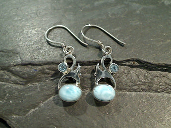 Larimar, Blue Topaz, Sterling Silver Earrings