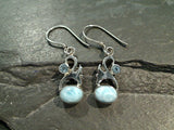 Larimar, Blue Topaz, Sterling Silver Earrings