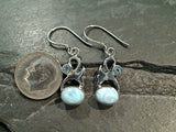 Larimar, Blue Topaz, Sterling Silver Earrings