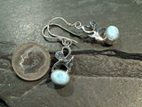 Larimar, Blue Topaz, Sterling Silver Earrings