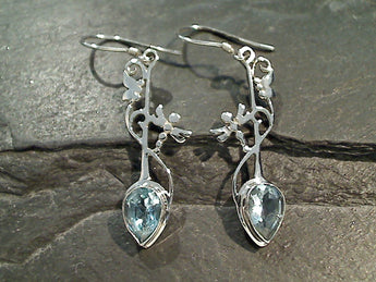 Blue Topaz, Sterling Silver Earrings