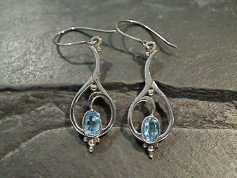 Blue Topaz, Sterling Silver Earrings
