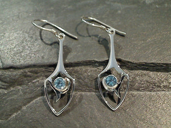 Blue Topaz, Sterling Silver Earrings