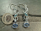 Blue Topaz, Blue Quartz, Sterling Silver Earrings