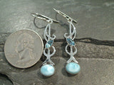 Larimar, Blue Topaz, Sterling Silver Earrings