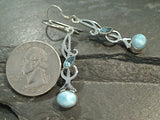 Larimar, Blue Topaz, Sterling Silver Earrings