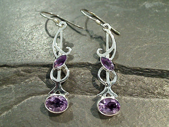 Amethyst, Sterling Silver Earrings