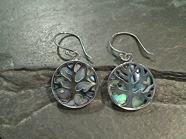 Abalone, Sterling Silver Tree of Life Earrings