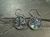 Abalone, Sterling Silver Tree of Life Earrings