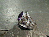 Size 6 Amethyst, Sterling Silver Dragonfly Ring