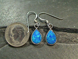 Lab Created Opal, Sterling Silver Small Earrings