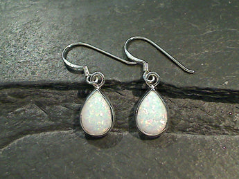 Lab Created Opal, Sterling Silver Small Earrings