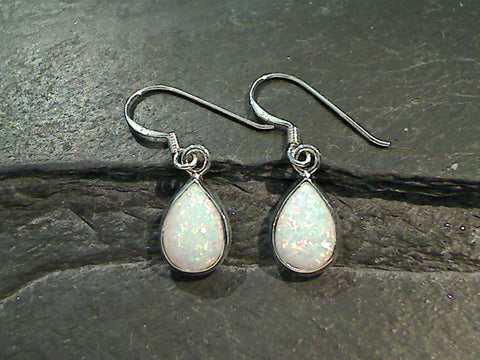 Lab Created Opal, Sterling Silver Small Earrings