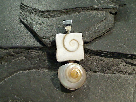 Shiva's Eye Shell, Nautilus Shell, Sterling Silver Pendant