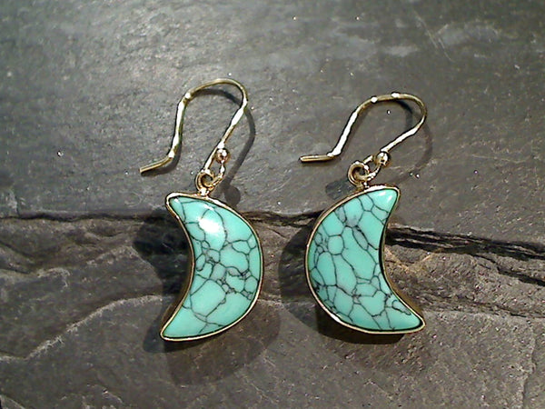 Turquoise, Alchemia Crescent Moon Earrings