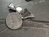 Fossil Shark Tooth, Pearl, Fine Sterling Silver Pendant