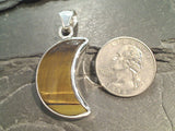 Tiger's Eye, Fine Sterling Silver Crescent Moon Pendant