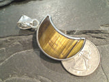 Tiger's Eye, Fine Sterling Silver Crescent Moon Pendant
