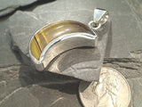 Tiger's Eye, Fine Sterling Silver Crescent Moon Pendant