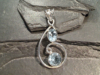 Blue Topaz, Sterling Silver Pendant