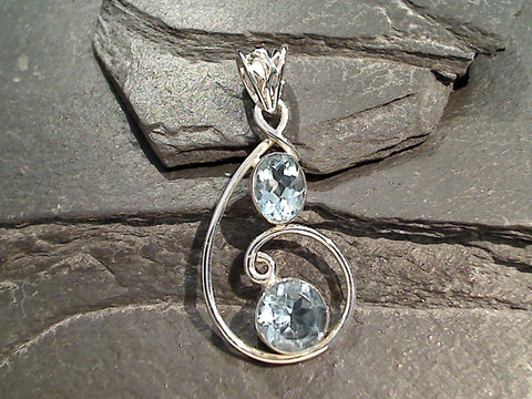 Blue Topaz, Sterling Silver Pendant