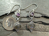 Amethyst, Labradorite, Sterling Silver Earrings