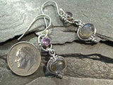 Amethyst, Labradorite, Sterling Silver Earrings