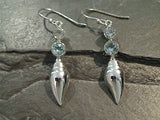 Blue Topaz, Sterling Silver Shell Earrings