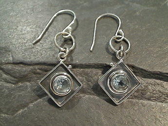 Blue Topaz, Sterling Silver Earrings