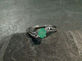 Size 9 Emerald, Rhodium Plated Sterling Ring