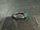Size 10 Emerald, Rhodium Plated Sterling Ring