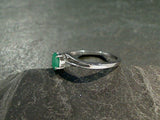 Size 10 Emerald, Rhodium Plated Sterling Ring