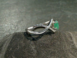 Size 9 Emerald, Rhodium Plated Sterling Ring