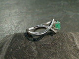 Size 8 Emerald, Rhodium Plated Sterling Ring