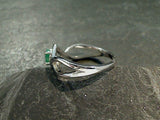 Size 7 Emerald, Rhodium Plated Sterling Ring