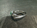Size 8 Emerald, Rhodium Plated Sterling Ring
