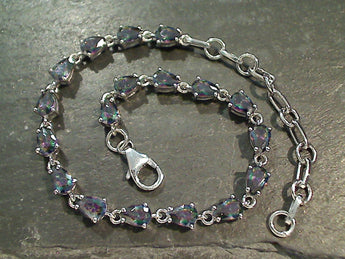 7" - 9" Mystic Quartz, Rhodium Plated Sterling Silver Bracelet