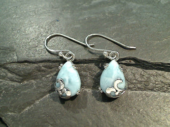 Larimar, Sterling Silver Waves Earrings