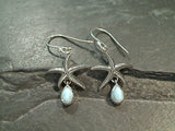 Larimar, Sterling Silver Starfish Earrings